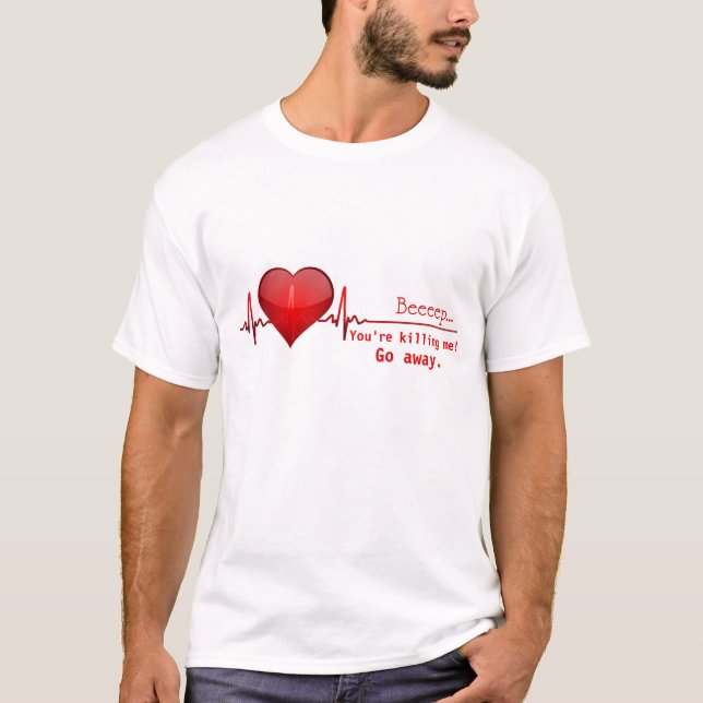 Camiseta divertida del humor del golpe de corazón (Anverso)