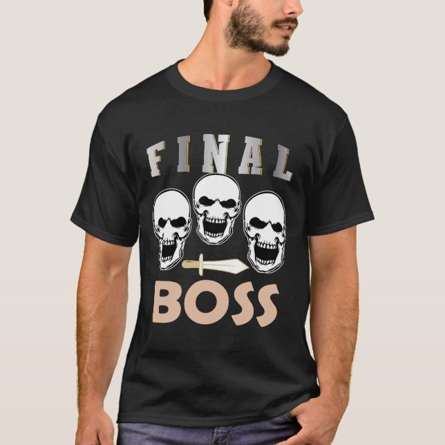 Camiseta divertida del jefe final, duro como una r (Anverso)