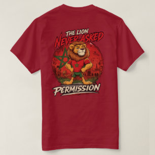 Camiseta divertida del león de Marruecos fútbol