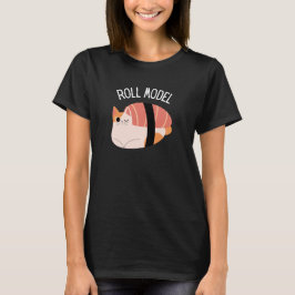 Camiseta divertida del modelo de rollo de gato de 