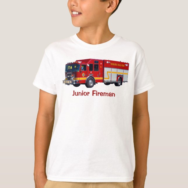 Camiseta divertida del motor de fuego rojo "Junior (Anverso)