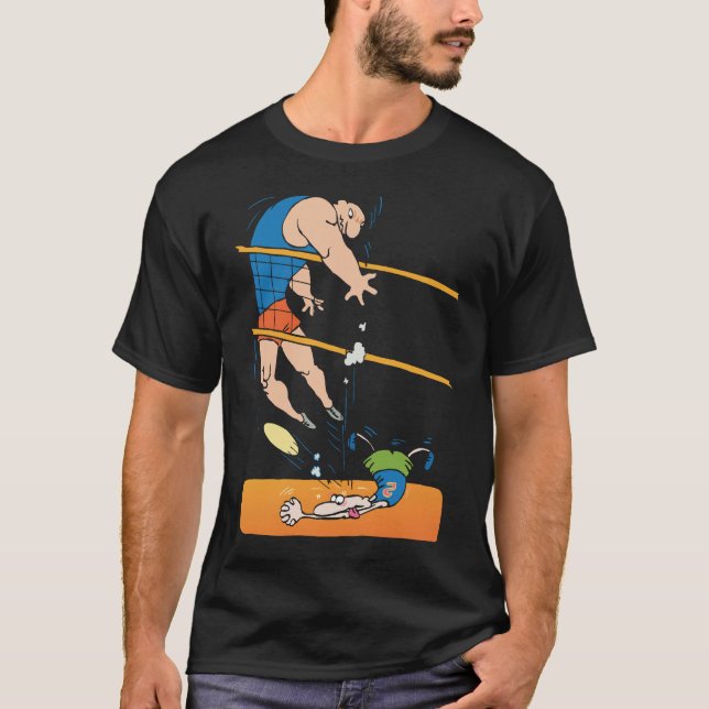 Camiseta divertida del negro del voleibol (Anverso)