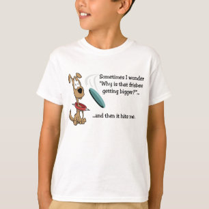 Camiseta divertida del perro del disco volador