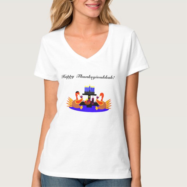 Camiseta divertida del vino de Thanksgivukkah (Anverso)