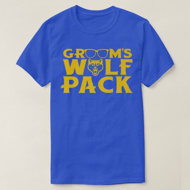 Camiseta Divertida Despedida de Soltero del Novio Wolfpack  (Diseño del anverso)