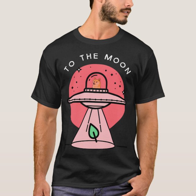 Camiseta Divertida Dogecoína Ufo A La Luna Doge Alien Abd (Anverso)