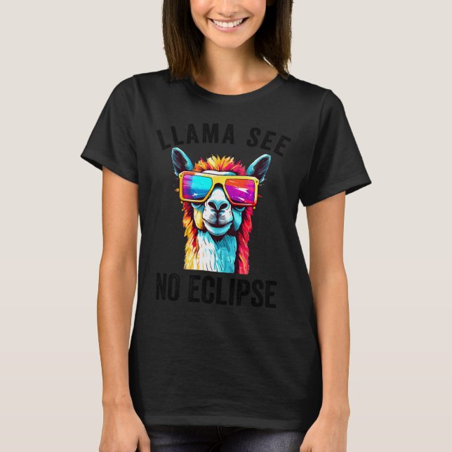 Camiseta Divertida Eclipse Solar Llama 8 De Abril (Anverso)