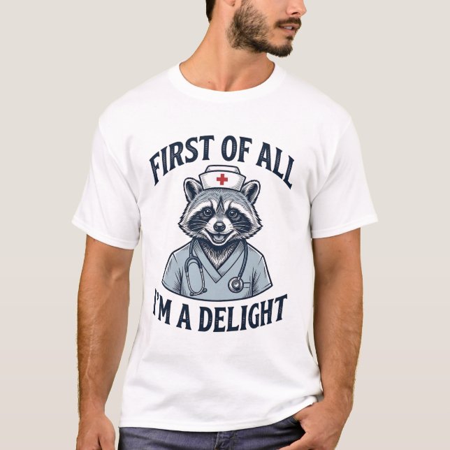 Camiseta Divertida Enfermera Mapache Primero que N (Anverso)