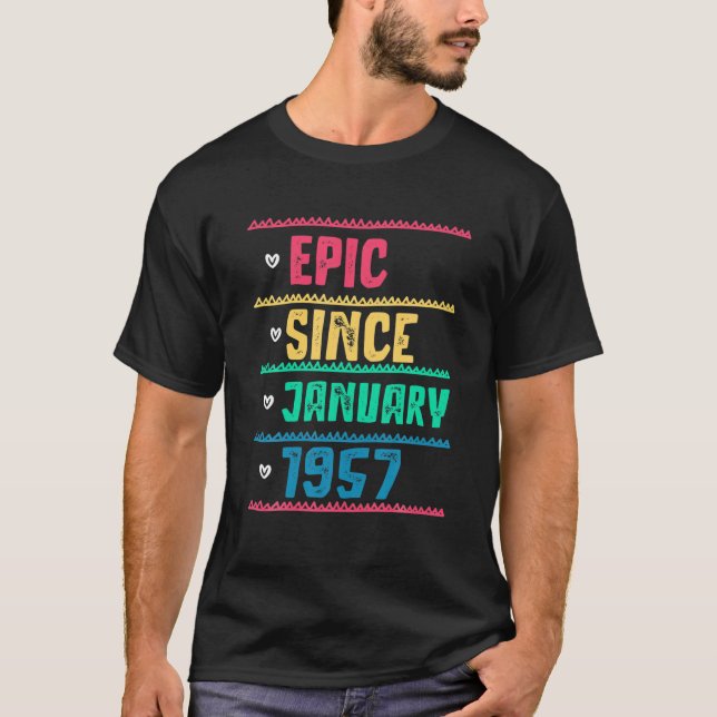 Camiseta Divertida Épica Desde Enero De 1957 65º Cumpleaños (Anverso)