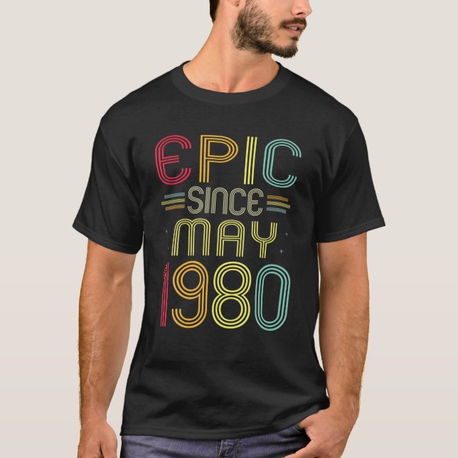 Camiseta Divertida Épica Desde Mayo De 1980 42º Cumpleaños  (Anverso)
