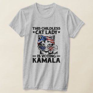 Camiseta Divertida Esta Señora Gata Sin Hijos Está Votando 
