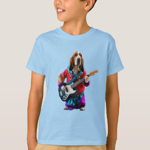 Camiseta divertida estrella de rock de Basset Houn