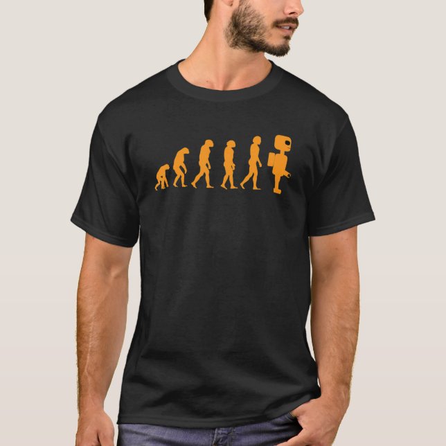 Camiseta Divertida Evolución A La Máquina Electrónica Robot (Anverso)