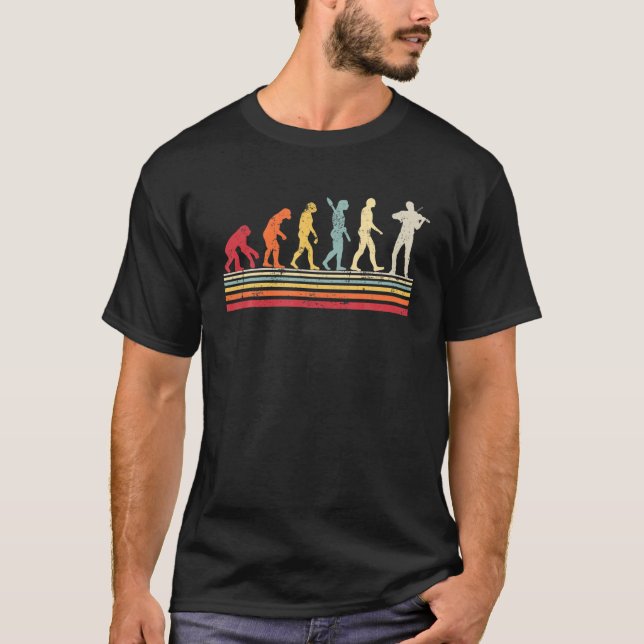 Camiseta Divertida Evolución De Violín De Mujeres Retro Vin (Anverso)