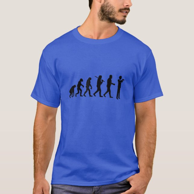 Camiseta Divertida Evolución Del Hombre - Músico Flute Play (Anverso)