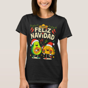 Camiseta Divertida Feliz Navidad Aguacate Tacos Navidad Mex