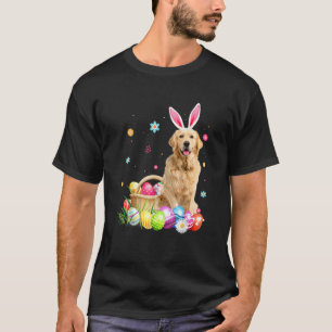 Camiseta Divertida Feliz Pascua Lindo Conejo Golden Retriev