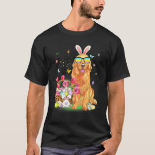 Camiseta Divertida Feliz Pascua Lindo Conejo Golden Retriev