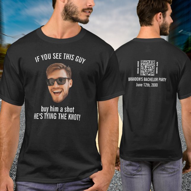 Camiseta Divertida foto de cara personalizada para comprar  (Funny Custom Face Photo Buy Shot Bachelor Party T-Shirt
)