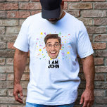 Camiseta Divertida foto del Personalizado del partido de cu<br><div class="desc">Elevar la celebración del cumpleaños a nuevas alturas de hilaridad con nuestra graciosa camiseta-foto-Personalizado del partido del cumpleaños personalizada en blanco inmaculado. Este no es sólo tu tiempo de cumpleaños promedio; es un lienzo para crear recuerdos duraderos de una manera alegre y personalizada. Con un divertido diseño de camisa a...</div>