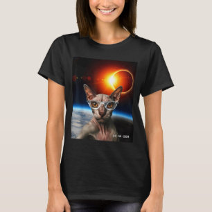 Camiseta Divertida Gato Eclipse Solar Sphynx Canad