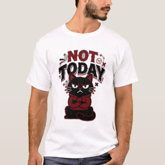 Camiseta Divertida Gato Negro Gruñón No Hoy