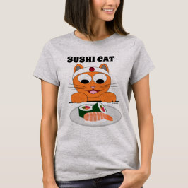Camiseta Divertida Gato Sushi Gatito Jengibre