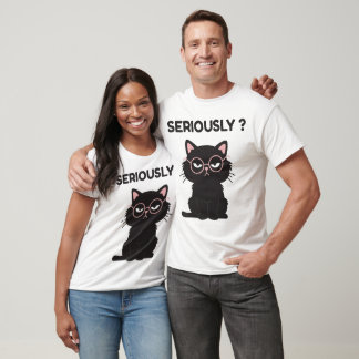 Camiseta Divertida Gatos Negros Sarcásticos Gafas 