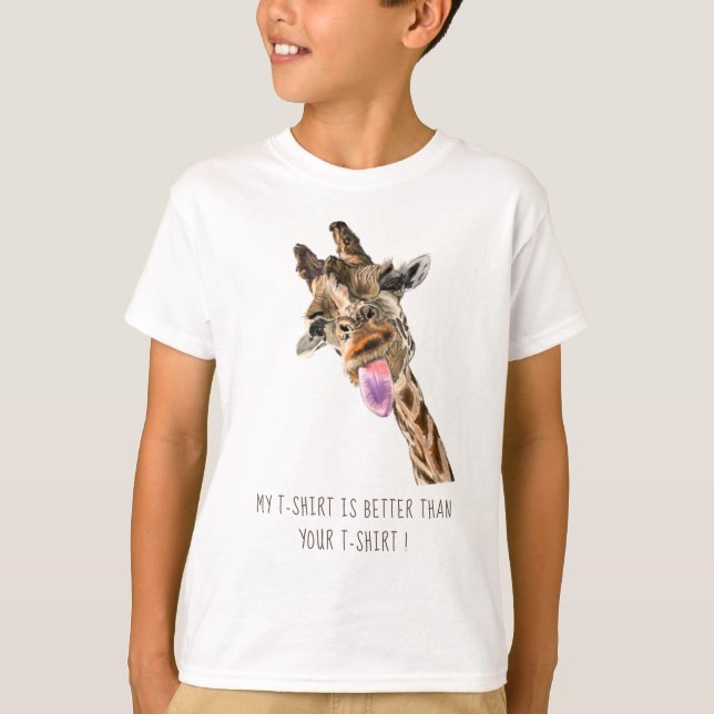 Camiseta Divertida Giraffe Tongue Out Playful Wink - Añadir (Anverso)