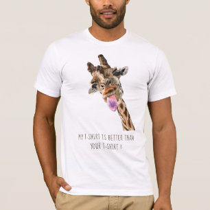 Camiseta Divertida Giraffe Tongue Out Playful Wink - Añadir