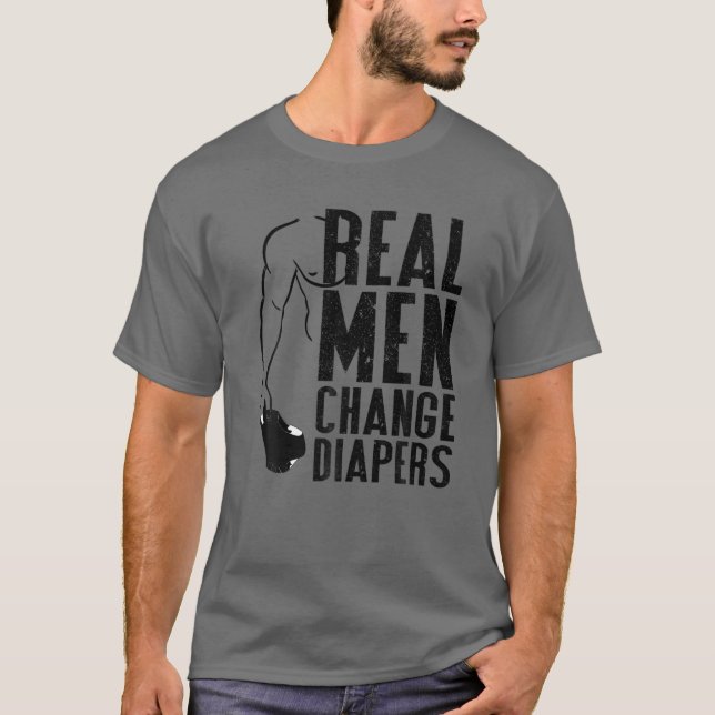 Camiseta divertida - hombres reales cambian pañale (Anverso)
