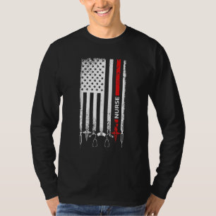 Camiseta Divertida Idea De Bandera Estadounidense De Enferm