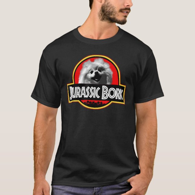 Camiseta divertida Jurassic Bork Doggo Pomeranian (Anverso)