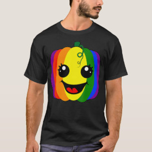 Camiseta Divertida Lesbiana Gay Design Rainbow Pumpkin Orgu