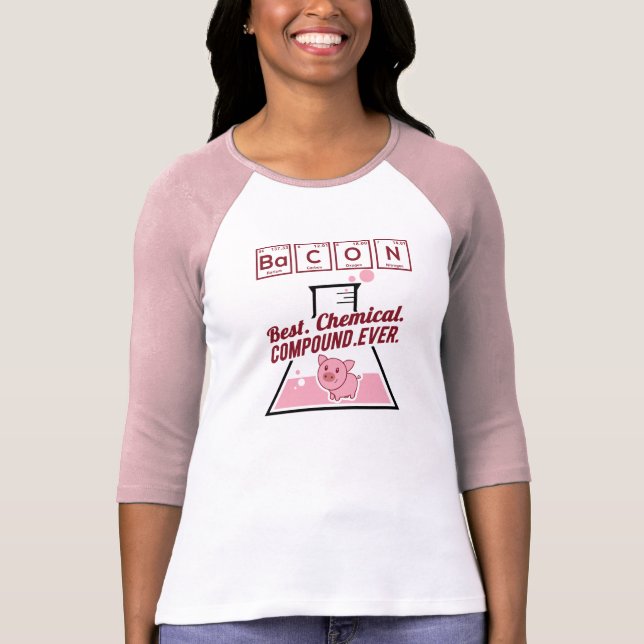 Camiseta divertida linda del rosa del tocino de la (Anverso)