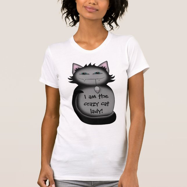 Camiseta Divertida loca dama de gato (Anverso)