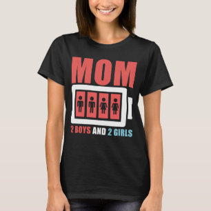 Camiseta divertida mamá dos niños y dos chicas sin