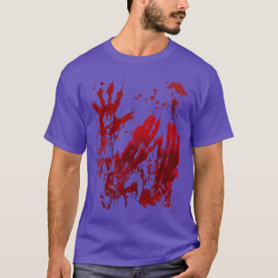 Camiseta Divertida mano de zombie con salpicaduras de sangr