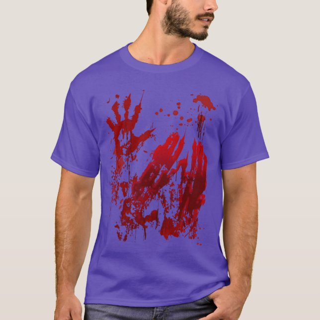 Camiseta Divertida mano de zombie con salpicaduras de sangr (Anverso)