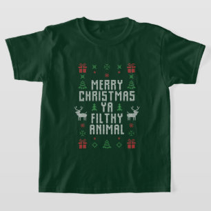 Camiseta divertida Merry Christmas mugre animal word art