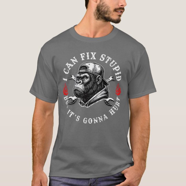 Camiseta divertida mono estúpido pero va a doler e (Anverso)