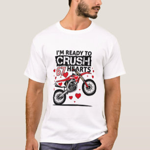 Camiseta Divertida Moto de Cross 67 Corazones San Valentín