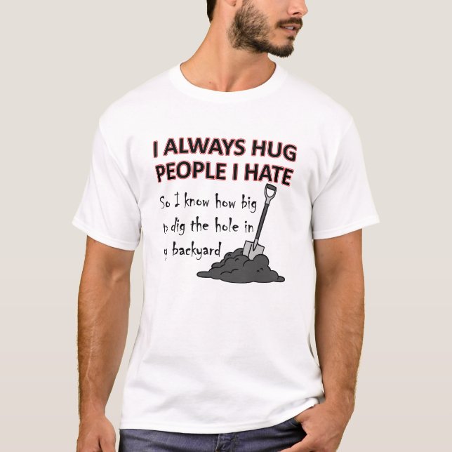 Camiseta Divertida Odio Abrazar a la Gente (Anverso)