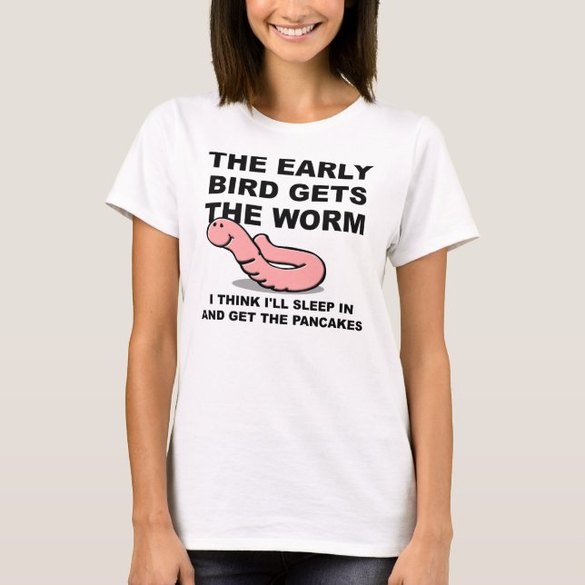 Camiseta Divertida Pájaro Tempranero Duerme (Anverso)
