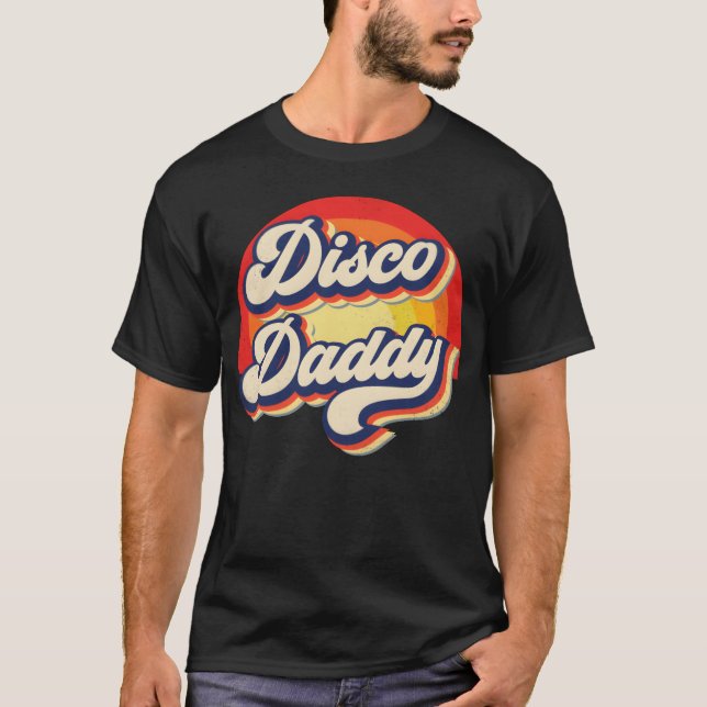 Camiseta divertida Papá Disco Arcoíris Retro Hombr (Anverso)