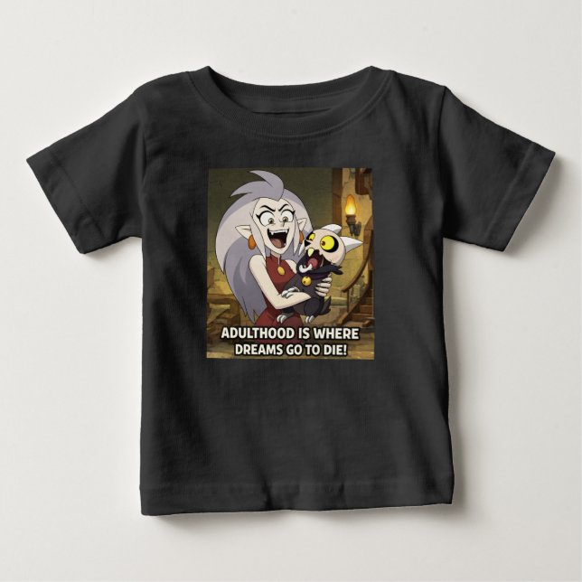 Camiseta divertida para bebé con cita de dibujos a (Anverso)