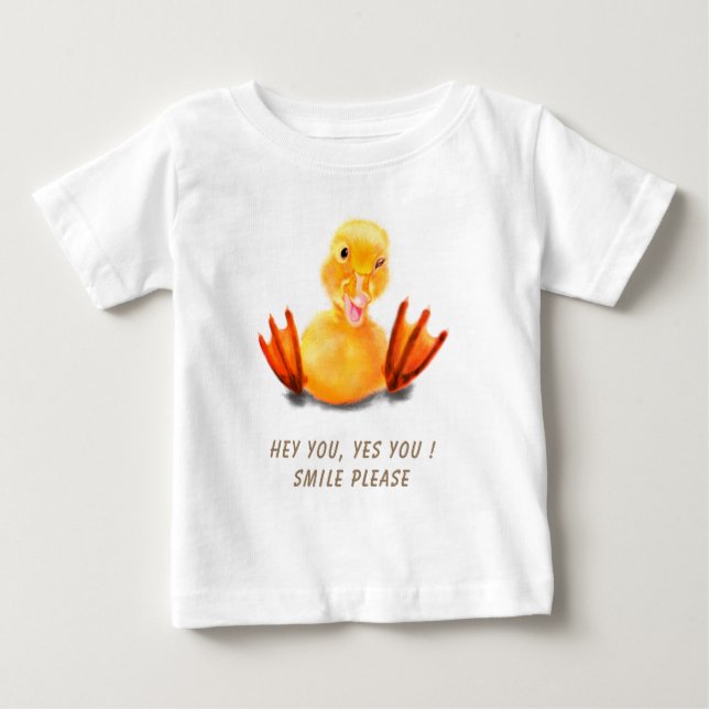 Camiseta Divertida para Bebé de Pato Amarillo con  (Anverso)