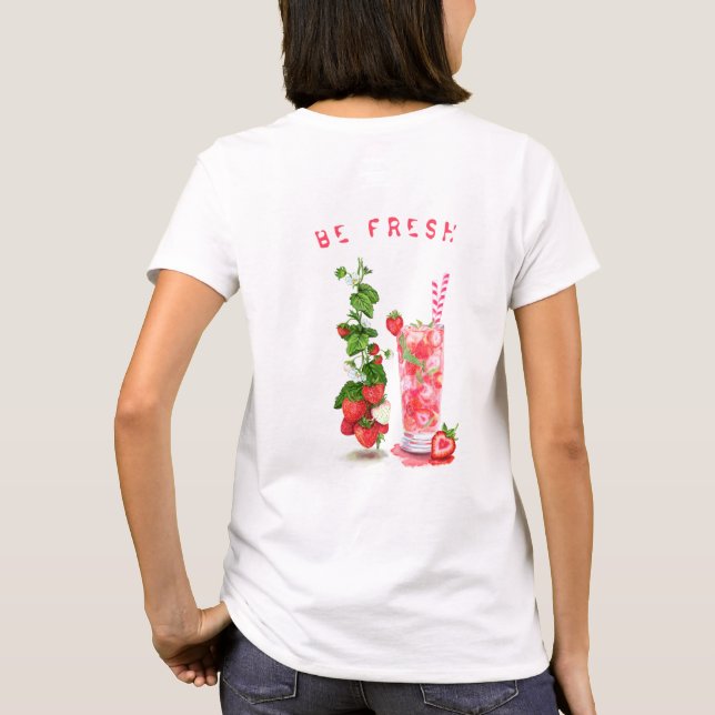 Camiseta divertida para beber fresa - Personalizad (Reverso)