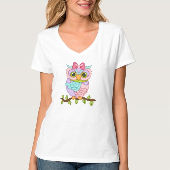 Camiseta divertida para mujeres personalizado Owl (Anverso)