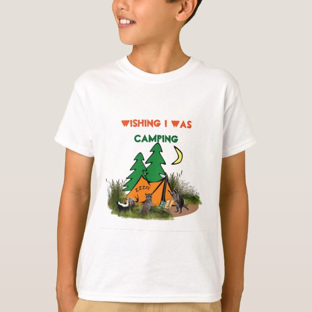 Camiseta divertida para niños con campamento Tent  (Anverso)